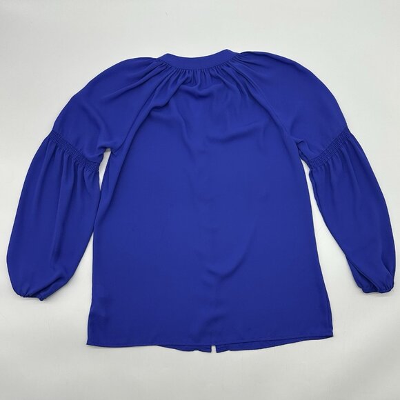 Lilly Pulitzer Anela Size XXS Royal Blue Chiffon Long Sleeve Button Up Blouse - Picture 7 of 10